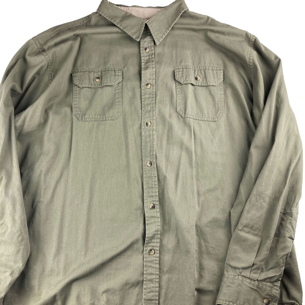 Wrangler Premium Quality Shirt Men’s 3X Green Long Sleeve Button Up Cotton